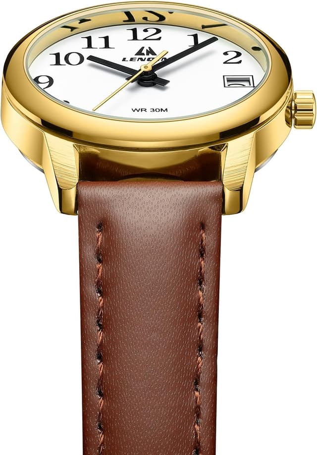 Detalle de LN LENQIN Ladies Analog Quartz Watch with Leather Strap (3 ATM Waterproof)
