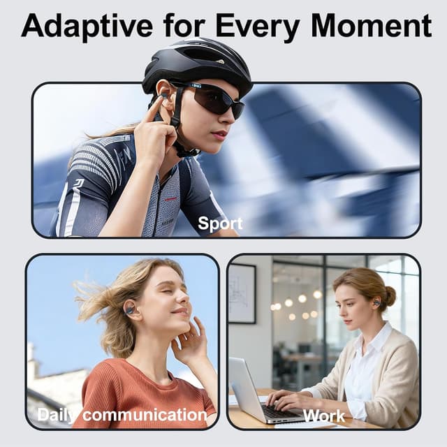 Detalle de zaanieo Open Ear Wireless Earbuds with ENC mic and clip-on open-ear design