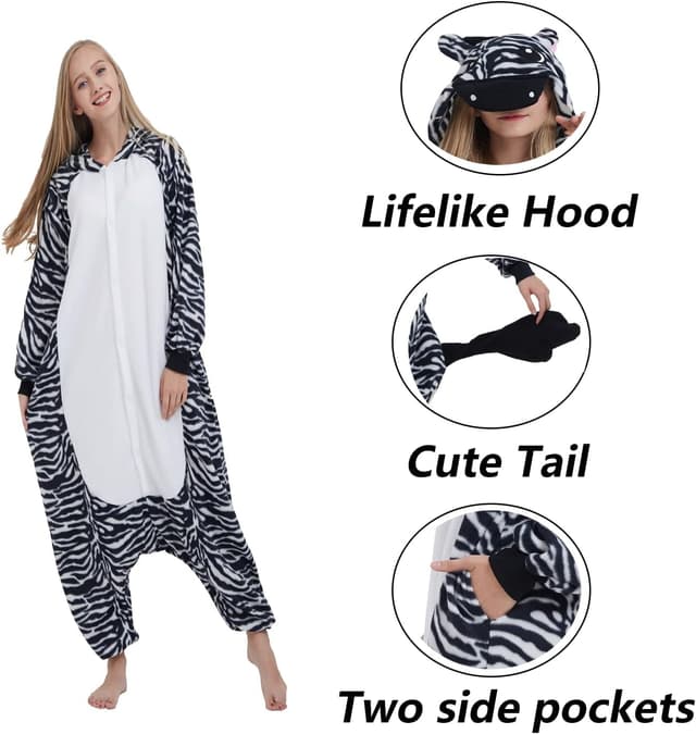 Detalle 2 de SimZoo Unisex-Einteiler Cosplay-Kostüm als Hauskleidung und Pyjama aus Polarfleece