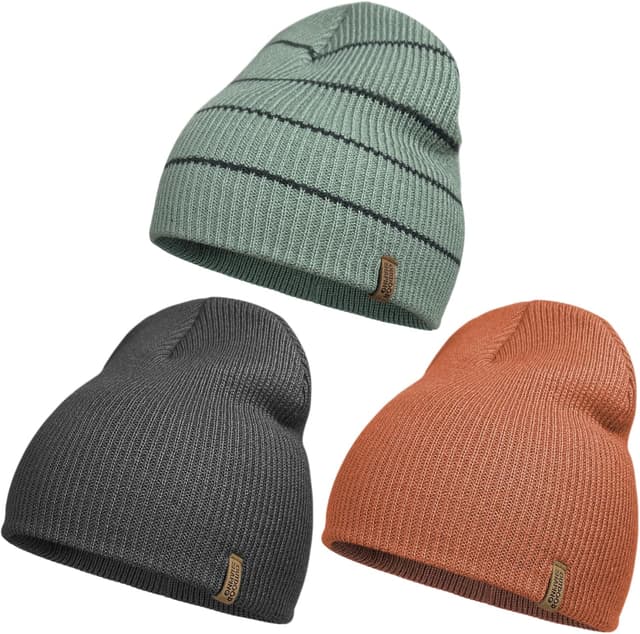 Detalle 2 de Outdoor Shaping Beanie-Mütze aus Strick – warme Wintermütze mit Leder-Patch, Umschlag und weichem Stretch