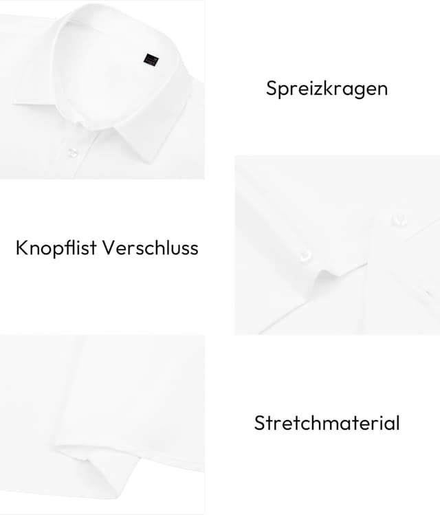 Detalle de J.VER Herren Kurzarm Businesshemd Regular Fit (Button-Down) aus Tencel-Elasthan – Stretch & bügelleicht