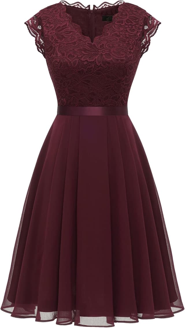 Imagen de Robe de demoiselle d'honneur en dentelle courte en OfertitasTOP