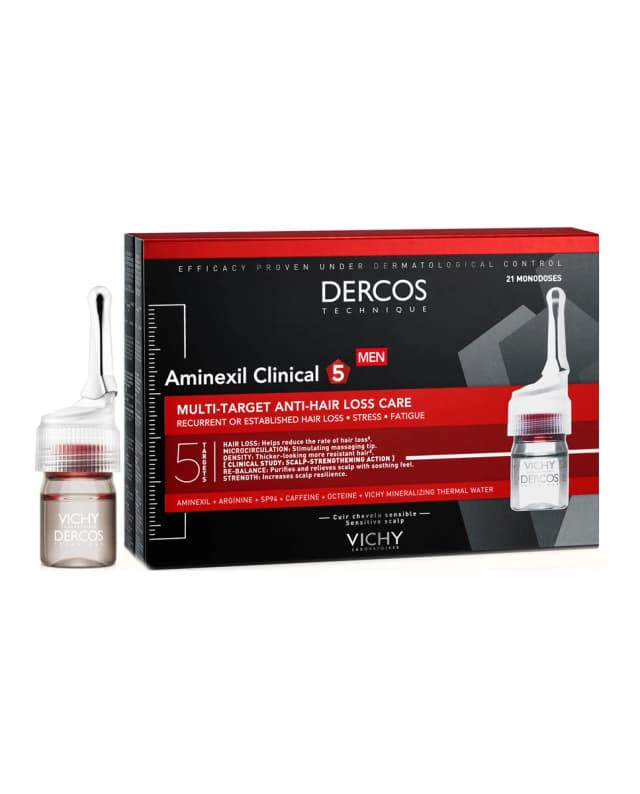 Detalle de Vichy 21 ampollas Aminexil anticaída para hombre 💊