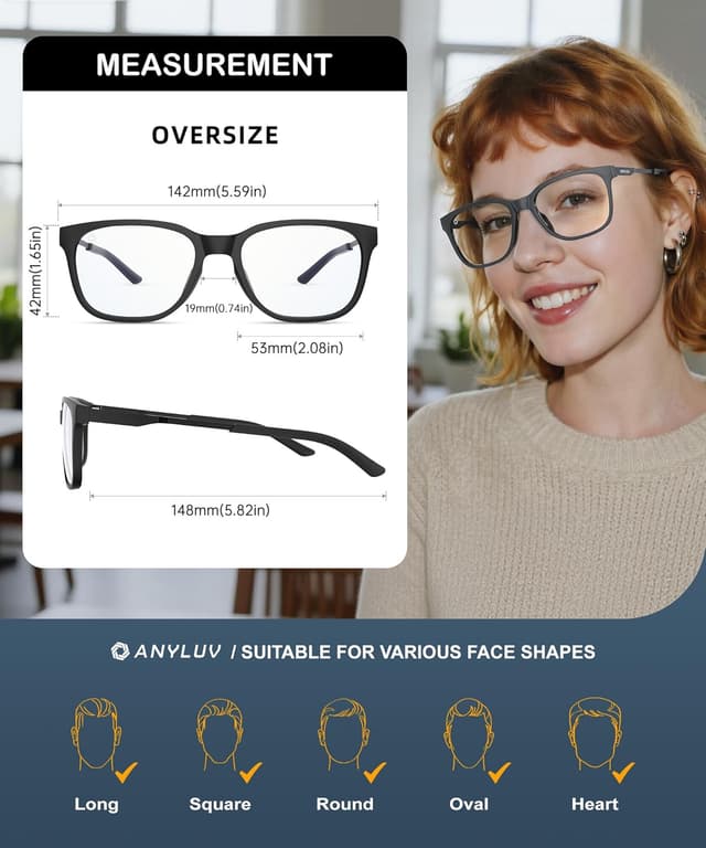 Detalle 2 de ANYLUV Blue Light Glasses for Men (Lightweight Computer Gaming Glasses)