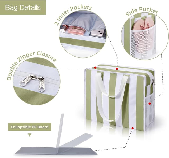 Detalle de KALIDI FANCY FOREST Strandtasche XXL Familie – wasserdichte Badetasche mit Reißverschluss (38 l)