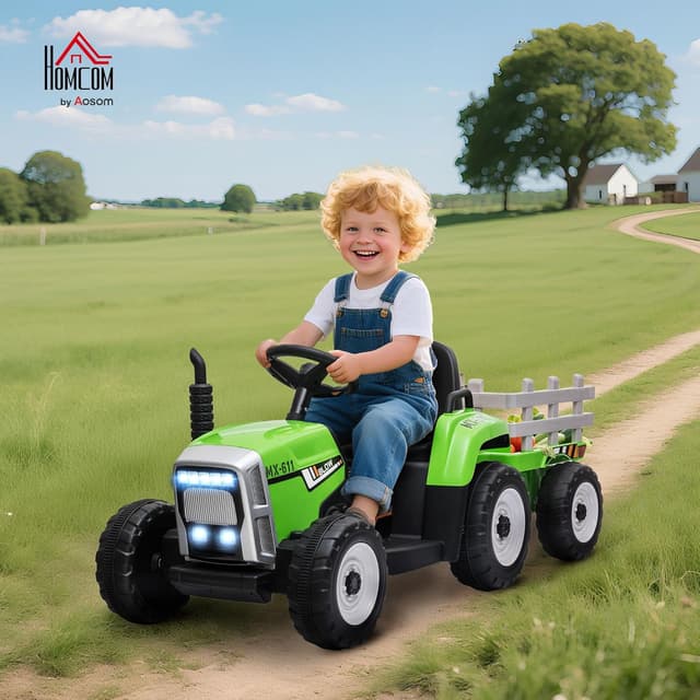 Detalle 2 de HOMCOM Tracteur électrique 12V avec remorque enfants