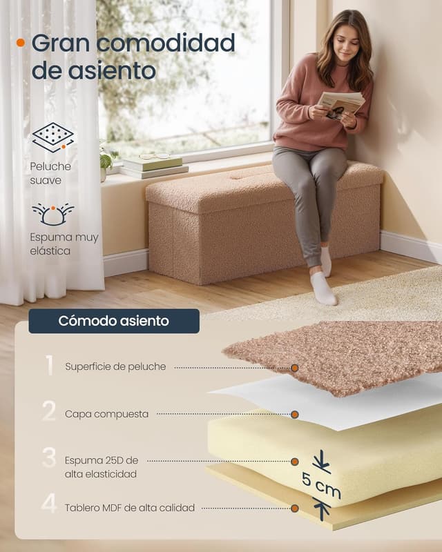 Thumbnail 3 de SONGMICS Puff Almacenaje 110 cm