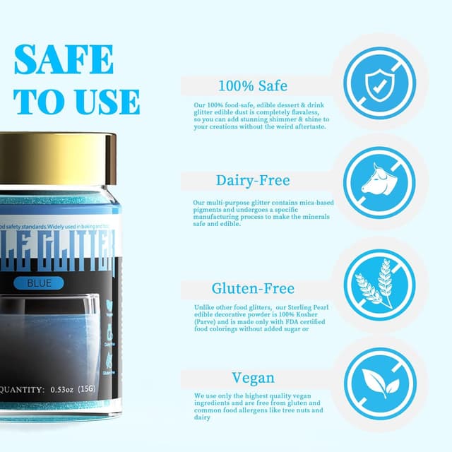 Detalle de Paillette Alimentaire Bleu 15 g – paillettes comestibles pour gâteaux, macarons, boissons (100% comestibles, vegan)