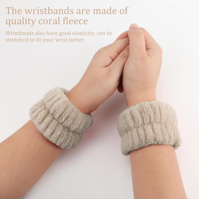 Detalle 2 de DRESHOW spa headband and wristband set for face washing and skincare