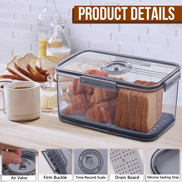Detalle de Gifhomfix Bread Box Airtight bread storage 🍞