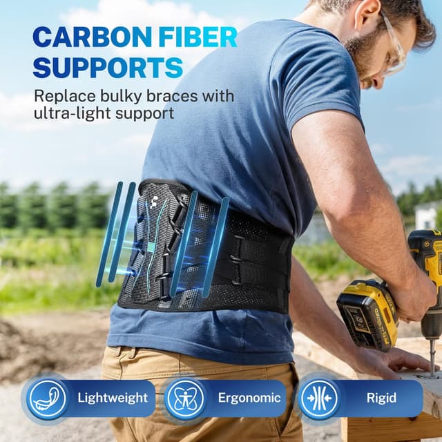 Detalle 2 de Fitomo Fascia Lombare Supporto Schiena 3D con cuscino in memory foam e stecche in fibra di carbonio