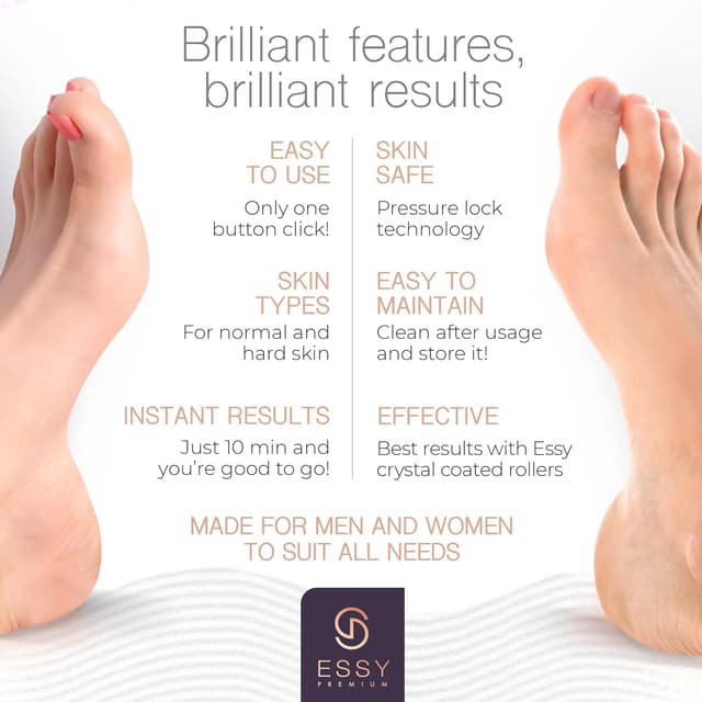 Detalle de Essy Electric Foot File Hard Skin Remover with 5 Replacement Rollers (Purple)