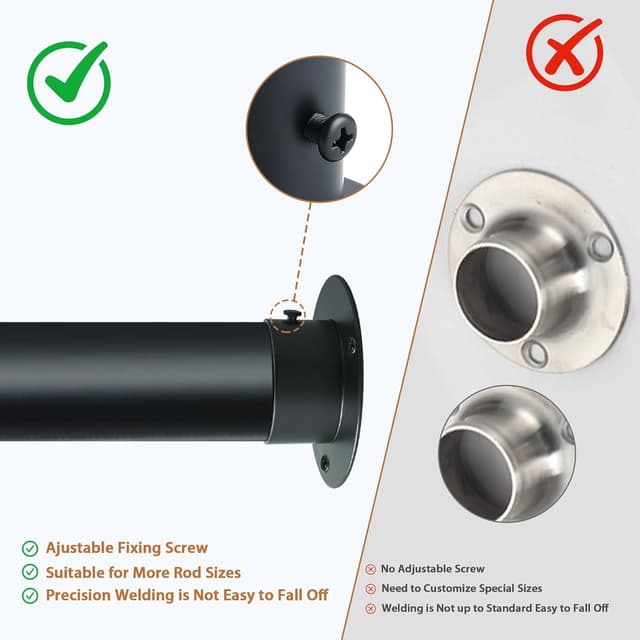 Detalle de Mooche 4 pcs stainless steel curtain pole holders rail brackets (wall mount) in black