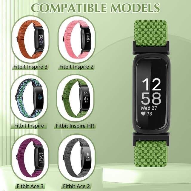 Detalle de SHIJZWD Adjustable Elastic Nylon Watch Strap for Fitbit Inspire 3/Inspire 2/Inspire/Inspire HR & Ace 2/Ace 3