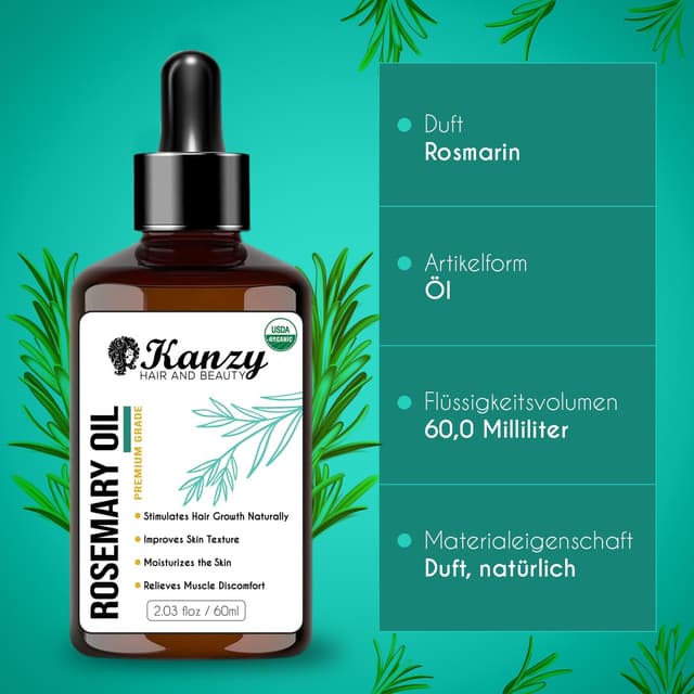 Detalle 1 de Kanzy Rosmarinöl Haarpflege 60ml