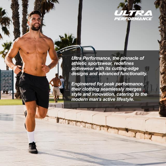 Detalle de Ultra Performance Mens 5 Pack Athletic Running Shorts with Zippered Pockets (Loose Fit, 10" Inseam)