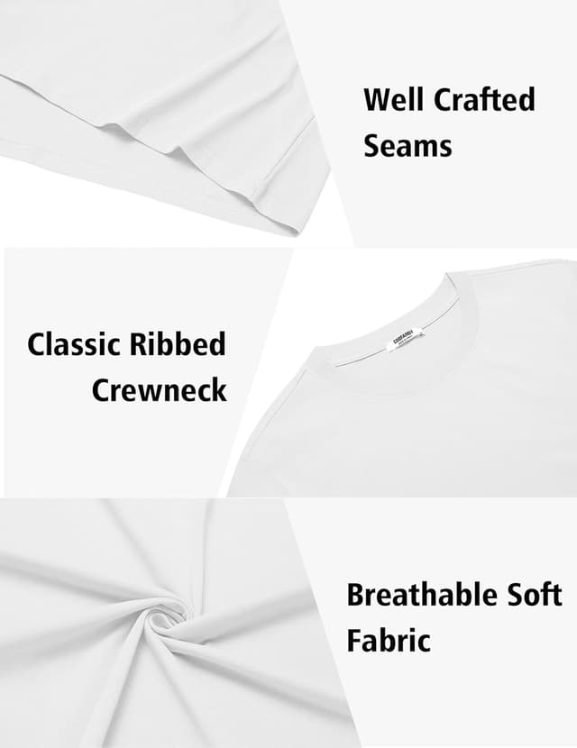 Detalle de COOFANDY T-shirt homme manches courtes col rond en coton biologique