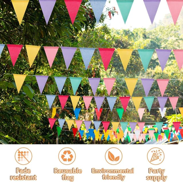 Detalle 2 de Wimpelkette Outdoor 5er Set Regenbogen 3,5 m