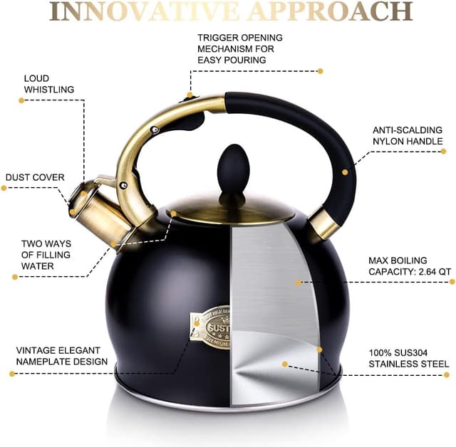 Detalle 2 de SUSTEAS Whistling Tea Kettle, 2.64 qt