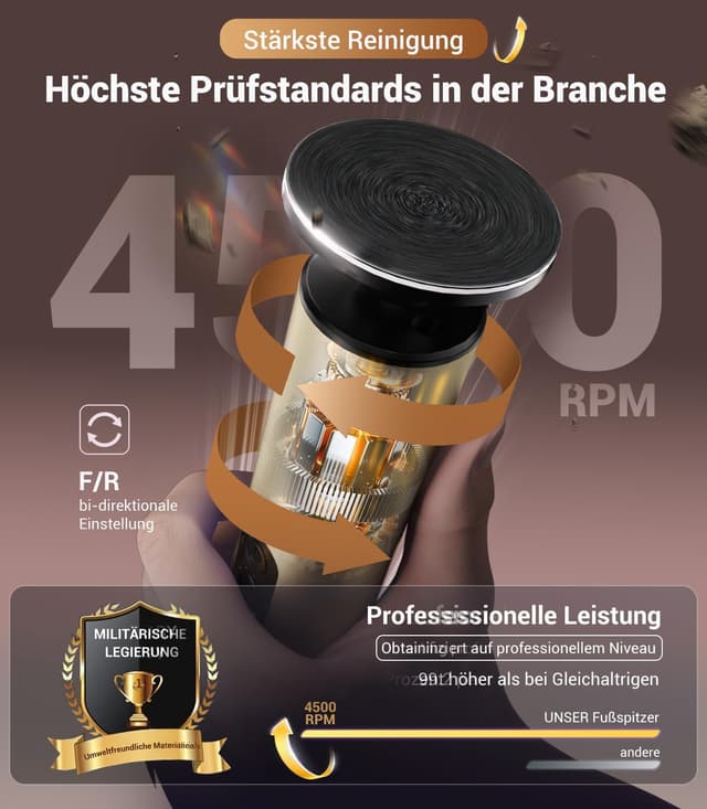 Detalle de LOZLTX elektrischer Hornhautentferner für Füße mit Sensortechnik und 9 Stufen (Gold)