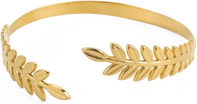 Detalle de VASSAGO Griechisch-römisches Lorbeerblatt-Armband mit verstellbarer Manschette (Boho Schmuck für Frauen)