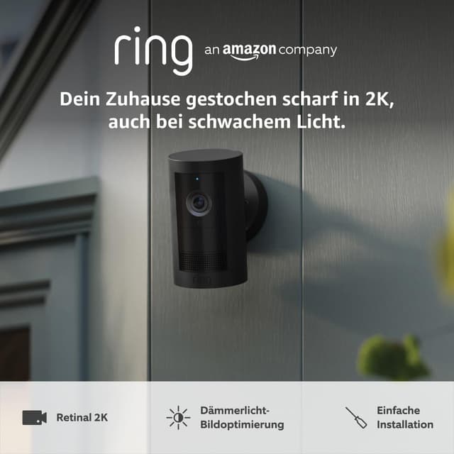 Detalle de Ring Außenkamera Plus Akku (Outdoor Camera Plus, neueste Generation) – 2K-Weitwinkel & kabellose Selbstinstallation