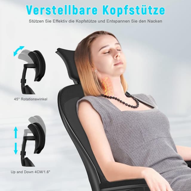 Detalle 2 de naspaluro Ergonomischer Bürostuhl 360°-Drehstuhl