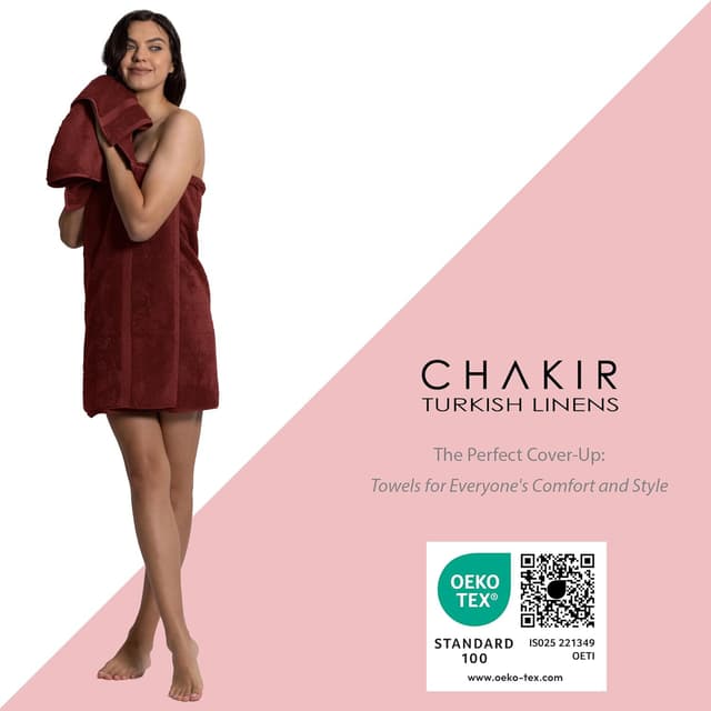 Detalle de Chakir Turkish Linens 8-Piece Premium Turkish Towel Set (Cranberry) | 100% Cotton Hotel & Spa Quality