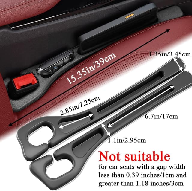 Detalle de YLXGT Car Seat Gap Filler Organizer (Universal) for SUV/Truck/Sedan, Black, 2-Pack