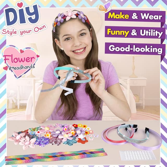 Detalle de CITSKY girls’ fashion craft kit (ages 6–12) – DIY flower hair accessory set