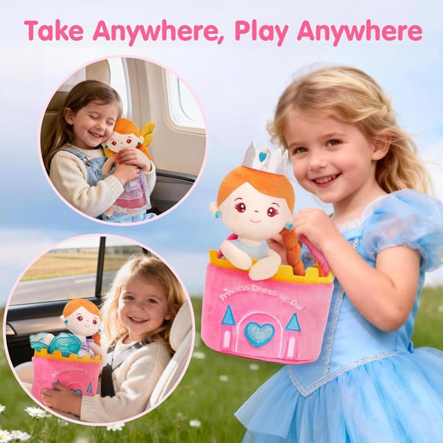 Detalle de Hahaland Dress Up Doll Playsets (Princess, Mermaid & Unicorn) with Plush Carry Bag