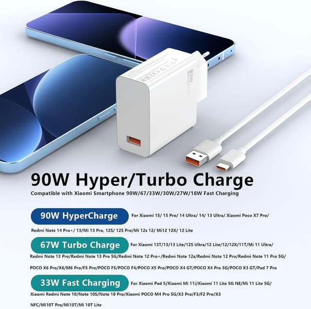 Thumbnail 5 de 90W USB C Ladegerät 1M für Xiaomi 15T Pro