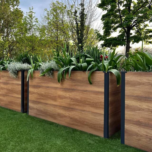 Detalle de Metzler Hochbeet für den Garten (Stahl in Holzoptik & Anthrazit) – 150 x 75 x 77 cm