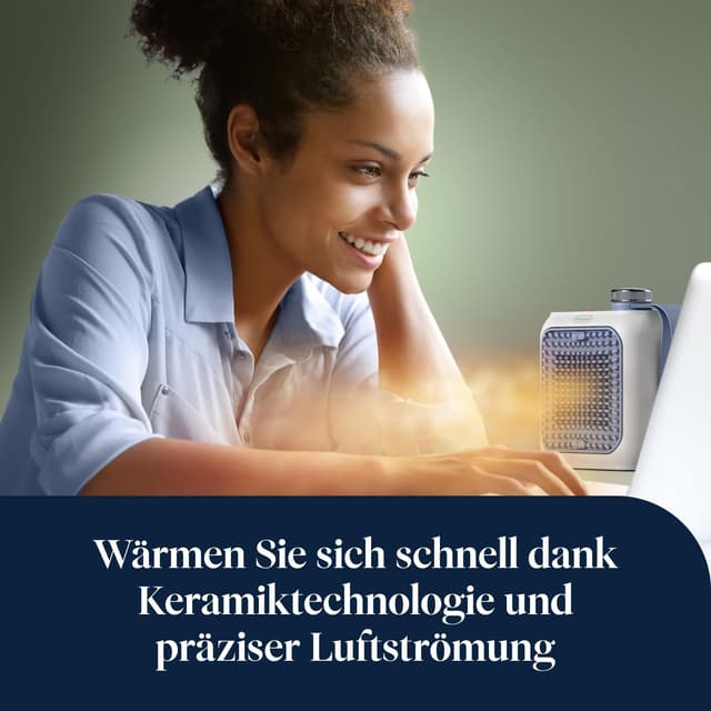 Detalle de De'Longhi Capsule Desk HFX10B03.LB Keramik-Heizlüfter (360 W) – kompakt für sofortige Wärme