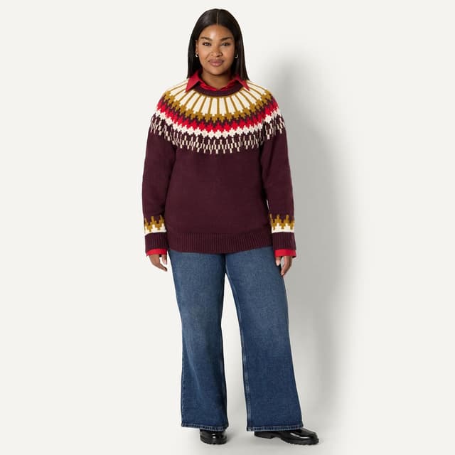 Thumbnail 6 de Amazon Essentials women’s oversized-fit Fair Isle crewneck jumper (Demi’s pick)