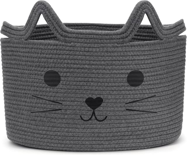 Detalle de Goodheim Cesto portaoggetti in cotone gatto grigio