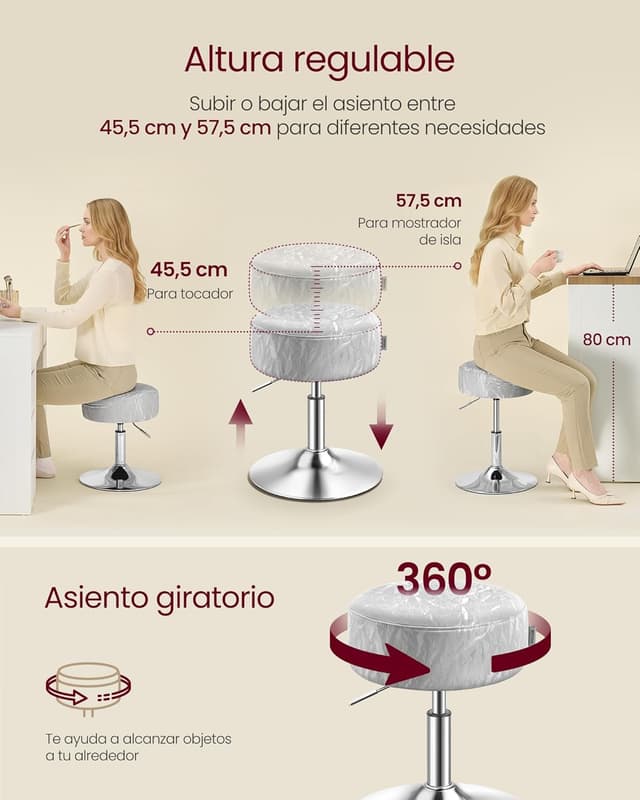 Thumbnail 4 de VASAGLE LJB120GD01 taburete regulable 45,5–57,5 cm