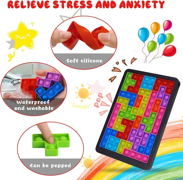 Detalle de Silicone Sensory Fidget Toys Pop It Puzzle (Anti-stress & Relax) for Kids & Adults