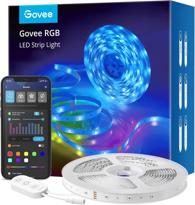 Detalle de Govee WiFi LED Strip 5 m (Smart RGB) – App-Steuerung, Musik-Sync und Sprachsteuerung mit Alexa & Google Assistant