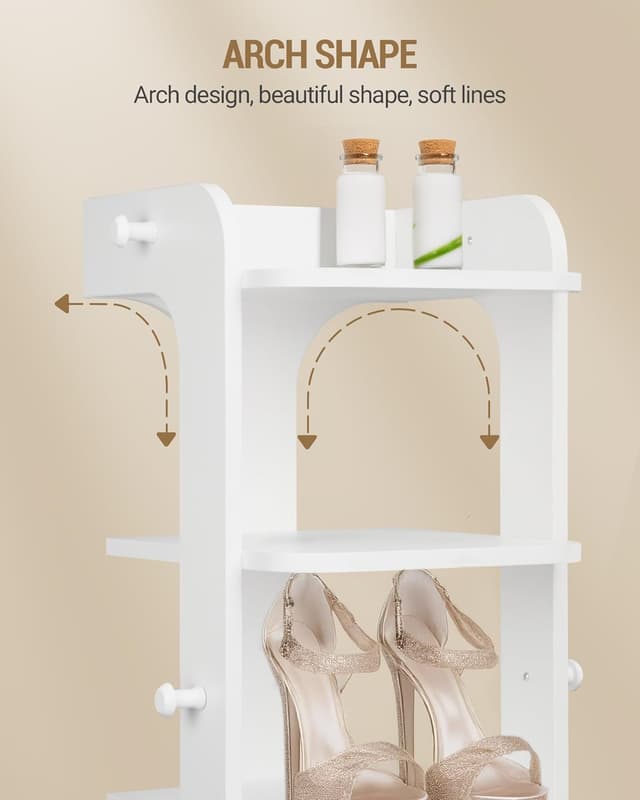 Detalle de Hzuaneri Étagère à chaussures blanche à 10 niveaux (SR21003X) avec crochets