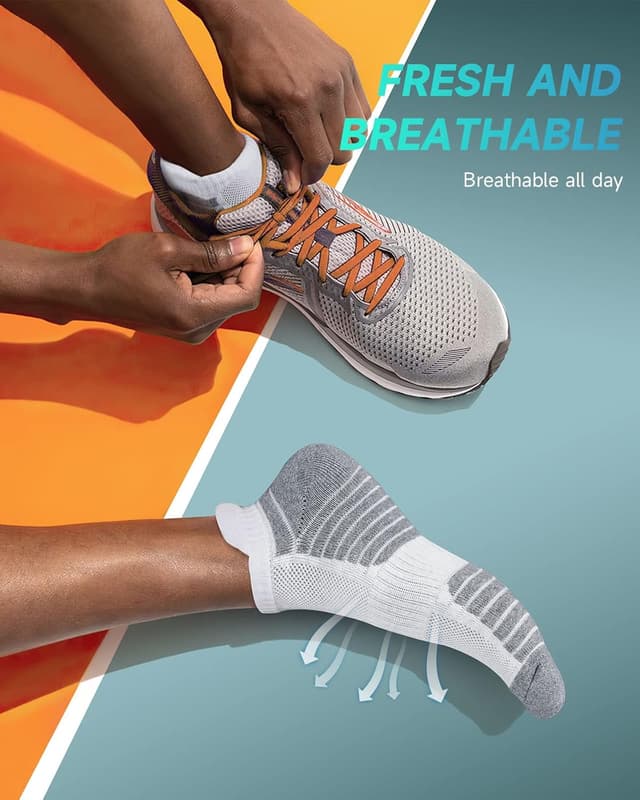 Detalle de TANSTC running socks, 6 pairs ankle cushioned