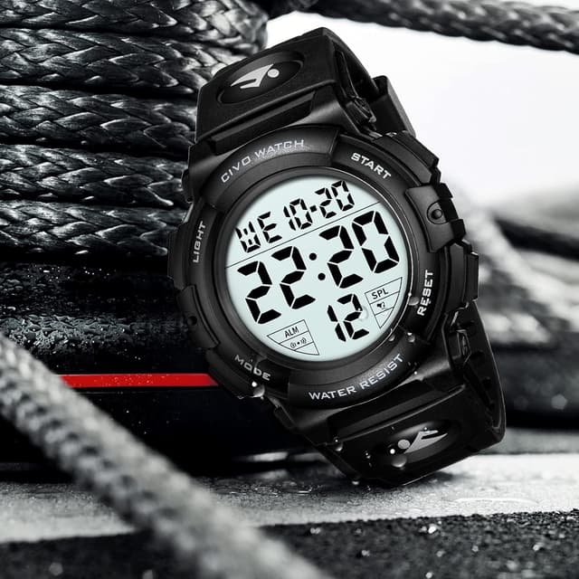 Thumbnail 6 de CIVO Mens Digital Sports Watch with Military-Style Big Numbers, 50m Waterproof & LED Backlight