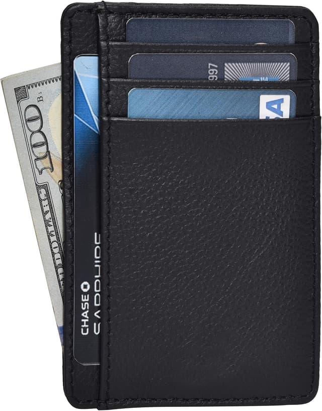 Detalle de Real Leather Slim Minimalist Wallet 4-pocket