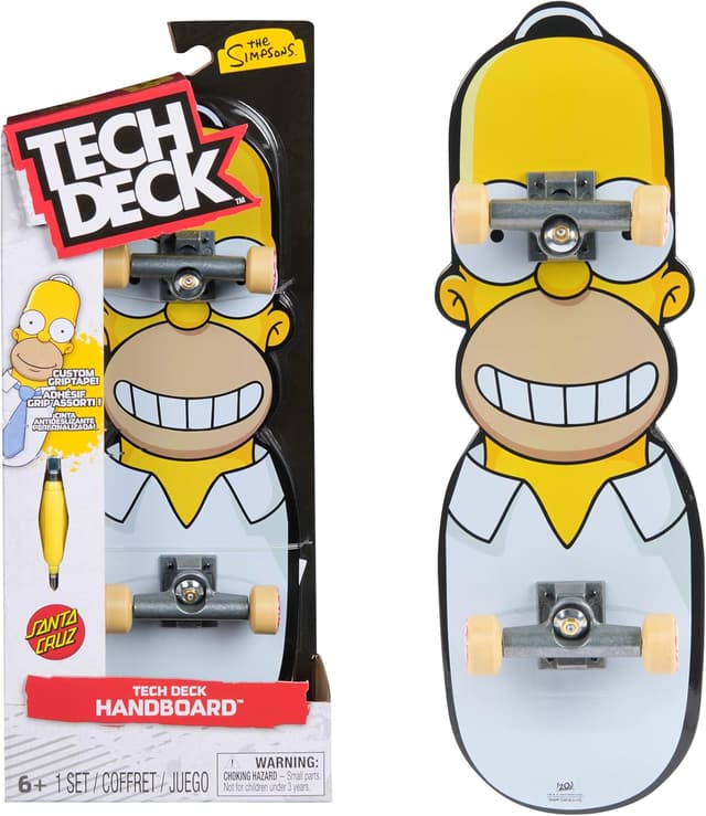 Detalle de Tech Deck XXL planche à main Santa Cruz & Homer des Simpsons – mini skate pour faire des figures avec les mains (à partir de 6 ans)