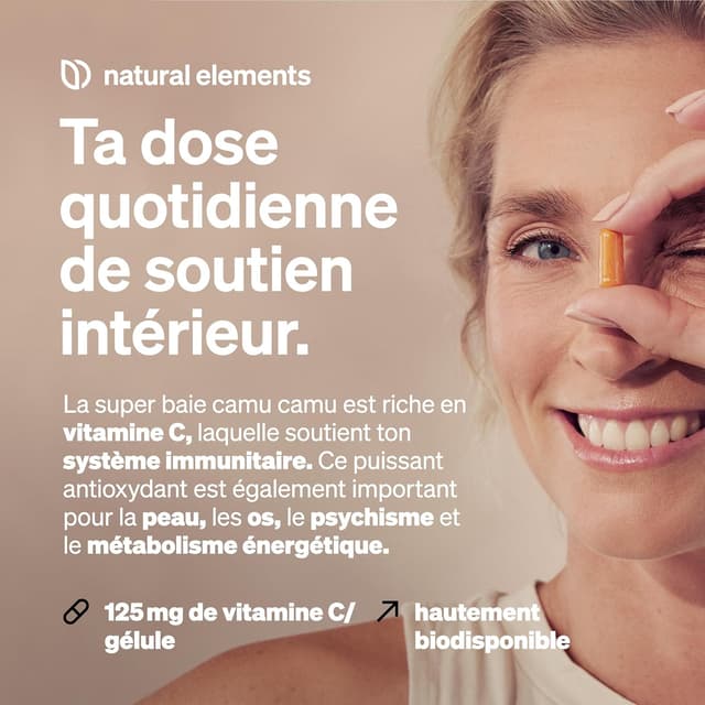 Detalle de Gélules d’extrait de camu camu – vitamine C – 180 gélules véganes (500 mg par gélule)