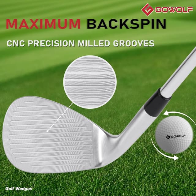 Detalle de Gowolf Forged Golf Wedges (50–60 + 69°) — CNC Milled Full-Face Grooves for More Spin (Right Hand)