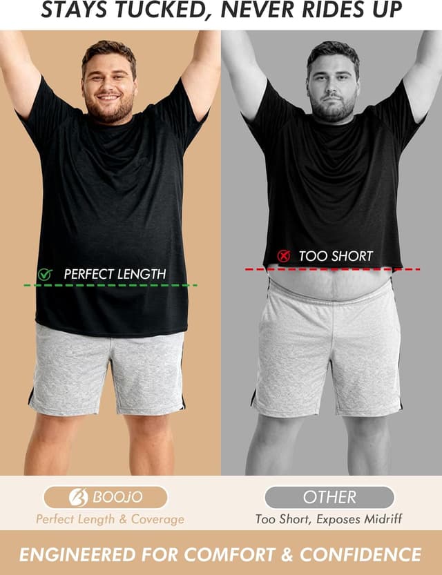 Detalle de BOOJO 3-Pack Men’s Big and Tall Short-Sleeve Quick Dry Moisture-Wicking T-Shirts (3XL–5XL)