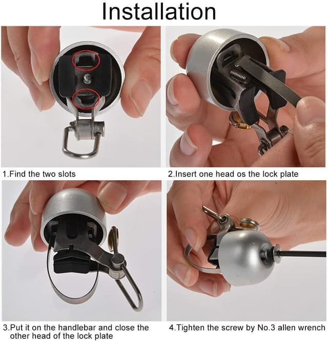 Detalle de ROCKBROS Vintage Bike Bell (75dB) – Loud retro handlebar bell in 4 colours