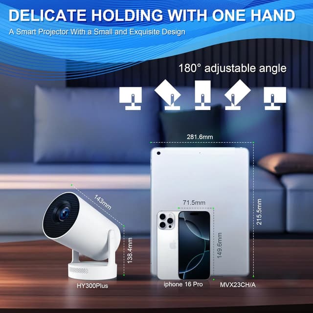 Thumbnail 6 de Mini Projector 4K Portable WiFi 6 210 ANSI