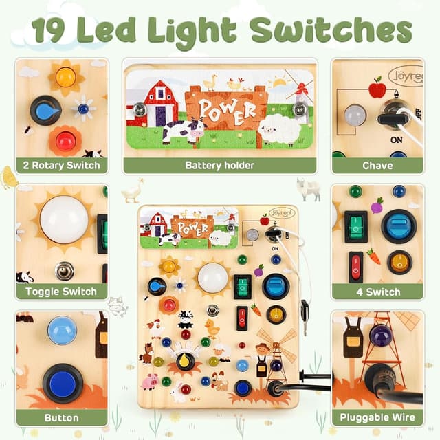 Detalle 2 de Montessori busy board for toddlers 19 LED